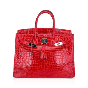 Hermes Birkin 35 Bag Braise Porosus Crocodile with Palladium Hardware