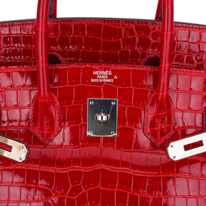 Hermes Birkin 35 Bag Braise Porosus Crocodile with Palladium Hardware