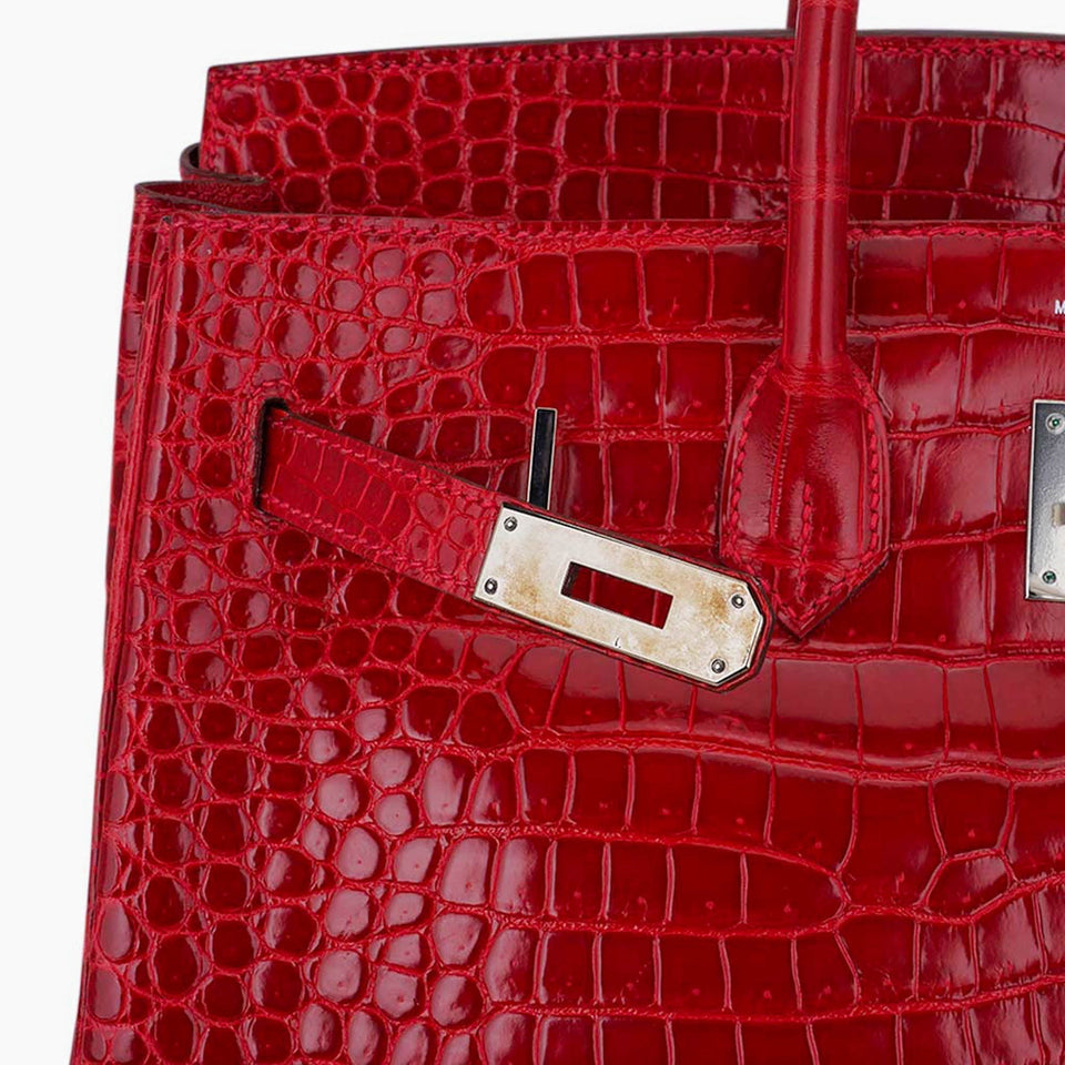 Hermes Birkin 35 Bag Braise Porosus Crocodile with Palladium Hardware