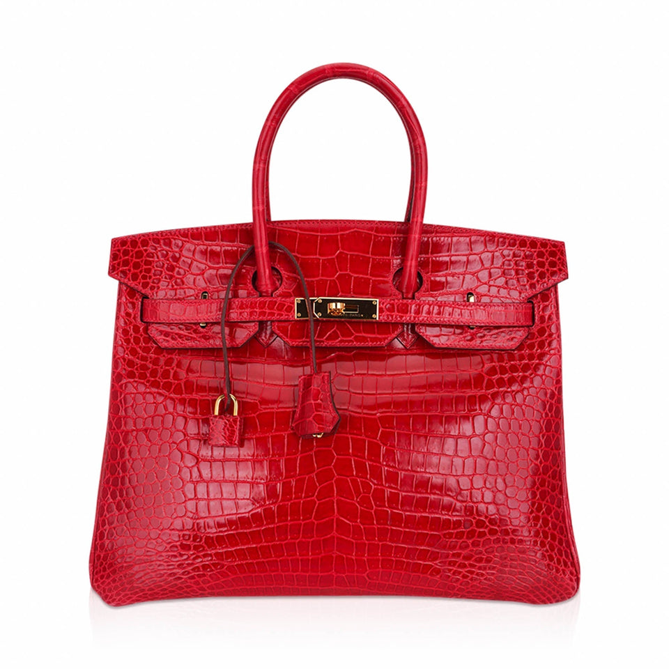 Hermes Birkin 35 Bag Braise Porosus Crocodile with Gold Hardware