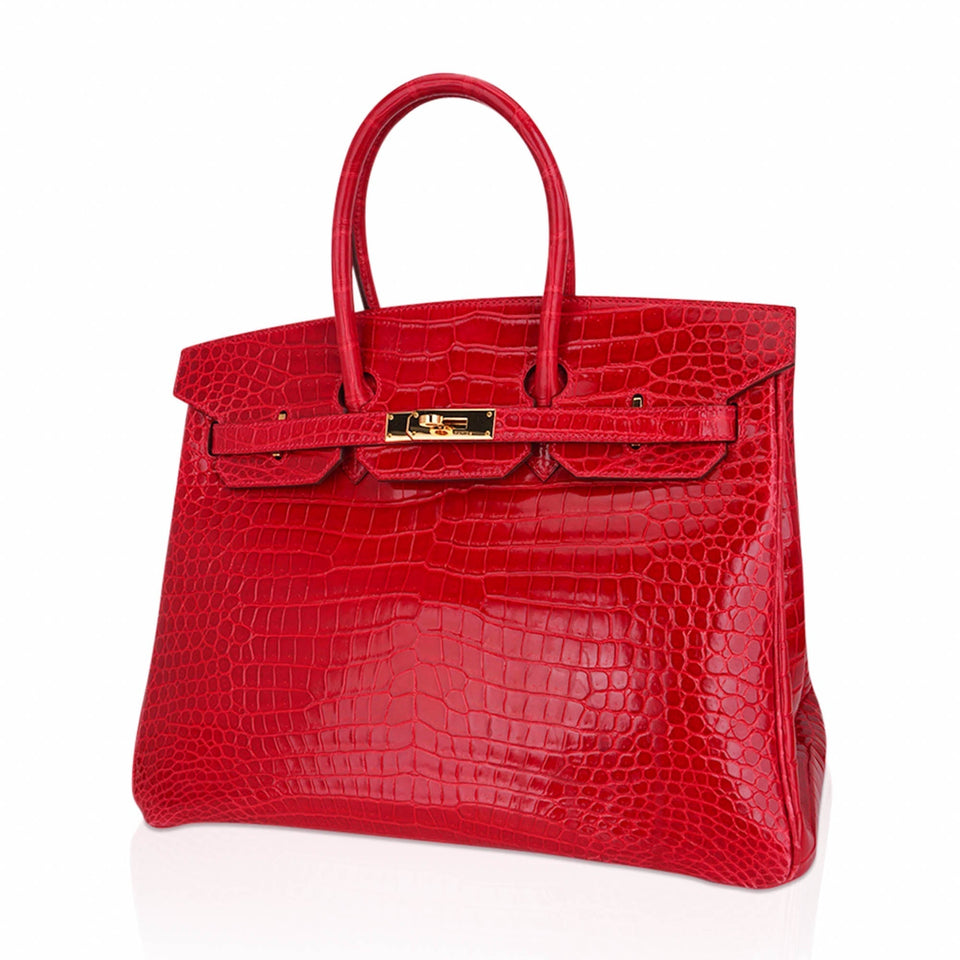 Hermes Birkin 35 Bag Braise Porosus Crocodile with Gold Hardware