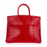 Hermes Birkin 35 Bag Braise Porosus Crocodile with Gold Hardware