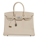 Hermes Birkin 35 Bag Craie Epsom Palladium Hardware