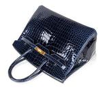 Hermes Birkin 35 Bag Blue Sapphire Porosus Crocodile Gold Hardware New