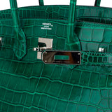 Hermes Birkin 35 Bag Emerald Porosus Crocodile with Palladium Hardware