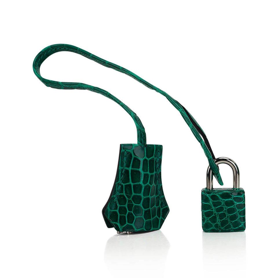 Hermes Birkin 35 Bag Emerald Porosus Crocodile with Palladium Hardware