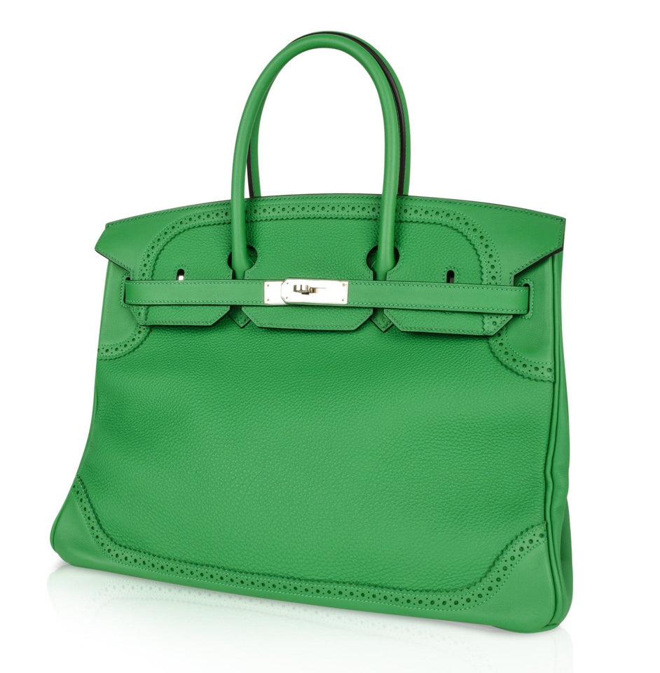 Hermes Birkin 35 Bag Ghillies Limited Edition Bamboo Palladium Hardware