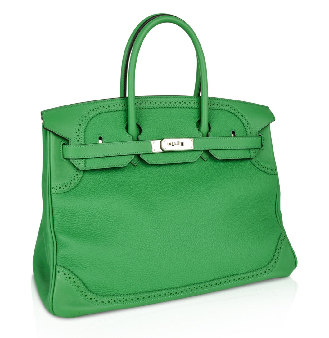 Hermes Birkin 35 Bag Ghillies Limited Edition Bamboo Palladium Hardware