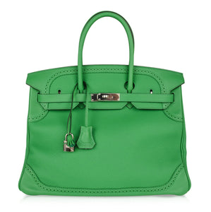 Hermes Birkin 35 Bag Ghillies Limited Edition Bamboo Palladium Hardware