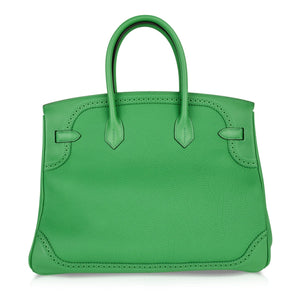 Hermes Birkin 35 Bag Ghillies Limited Edition Bamboo Palladium Hardware