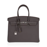 Hermes Special Order HSS Birkin 35 Bag Etain & Lime Togo Leather with Brushed Palladium Hardware