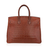 Hermes Birkin 35 Bag Matte Fauve Porosus Crocodile with Gold Hardware