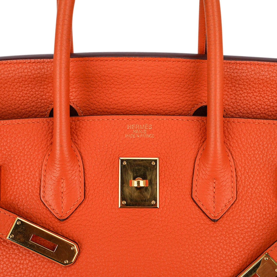 Hermes Birkin 35 Bag Orange Togo Leather with Gold Hardware