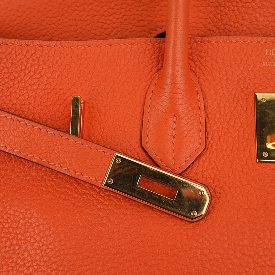 Hermes Birkin 35 Bag Orange Togo Leather with Gold Hardware