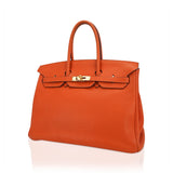 Hermes Birkin 35 Bag Orange Togo Leather with Gold Hardware