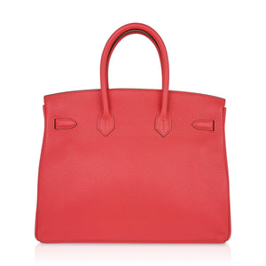 Hermes Birkin 35 Bag Rose Jaipur Clemence Leather with Palladium Hardware