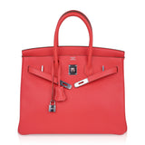 Hermes Birkin 35 Bag Rose Jaipur Clemence Leather with Palladium Hardware