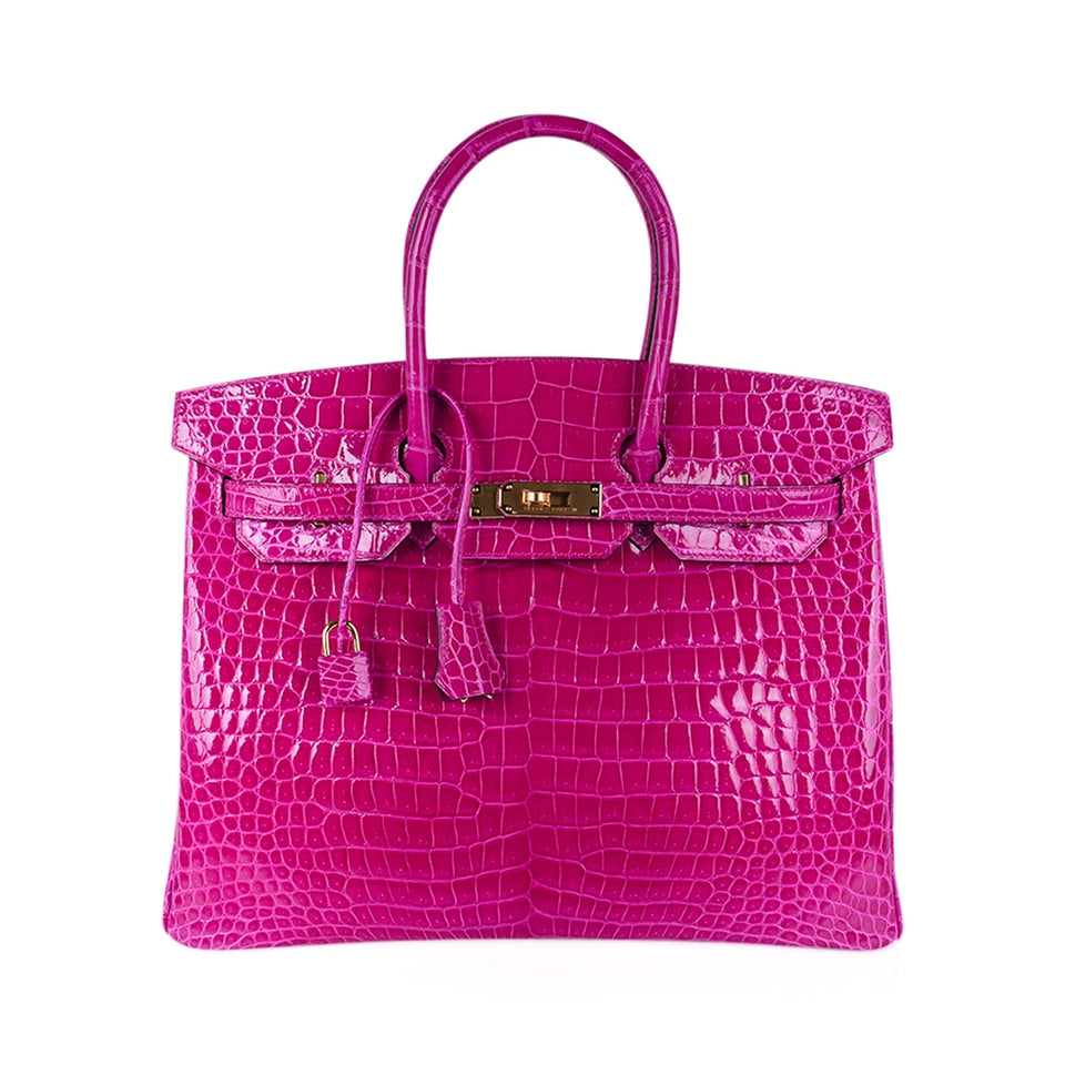 Hermes Birkin 35 Rose Scheherazade Porosus Crocodile Bag Gold Hardware