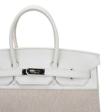 Hermes Birkin 35 Bag Toile White Swift Leather with Palladium Hardware