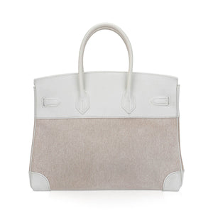 Hermes Birkin 35 Bag Toile White Swift Leather with Palladium Hardware