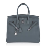 Hermes Birkin 35 Bag Vert Amande Togo Leather with Palladium Hardware