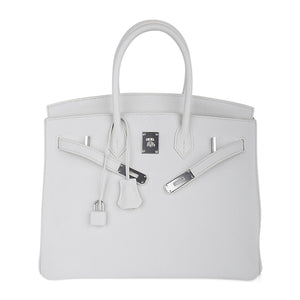 Hermes Birkin 35 Bag White Clemence Leather with Palladium Hardware