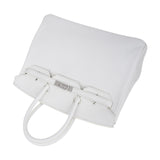 Hermes Birkin 35 Bag White Clemence Leather with Palladium Hardware