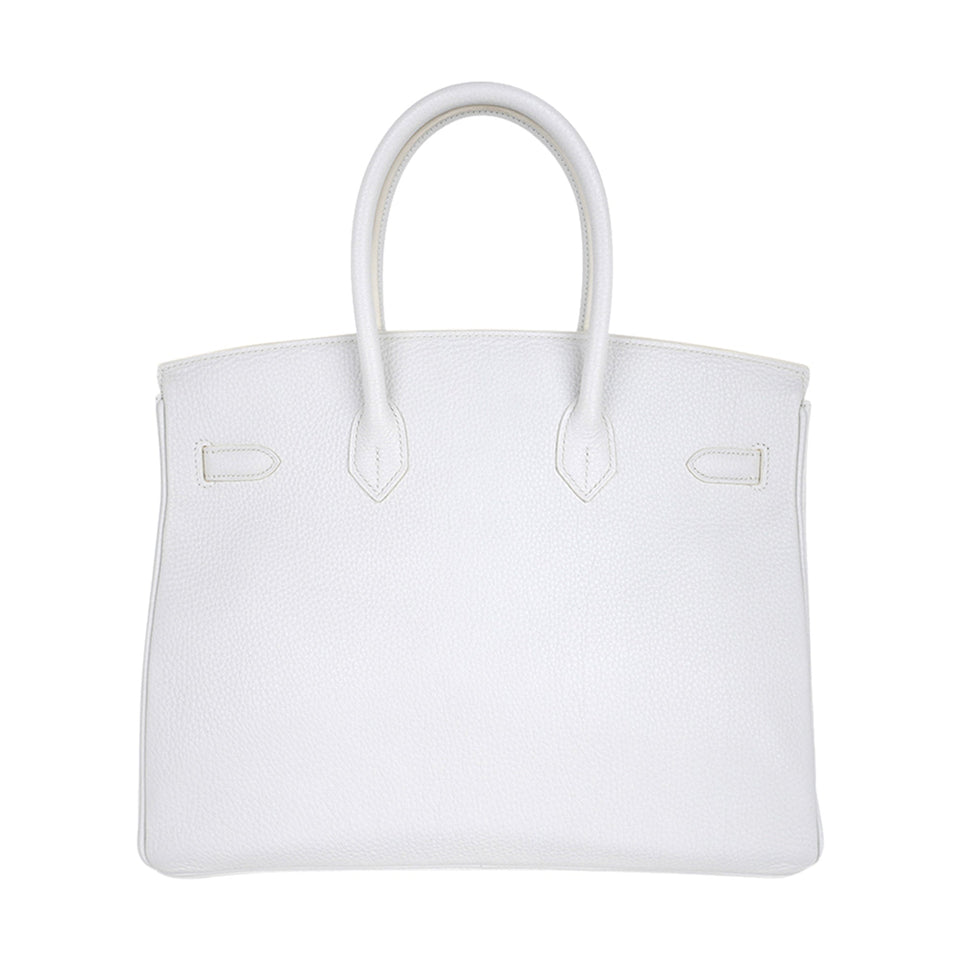 Hermes Birkin 35 Bag White Clemence Leather with Palladium Hardware