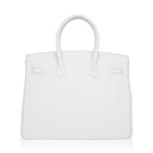 Hermes Birkin 35 Bag White Clemence Leather with Gold Hardware