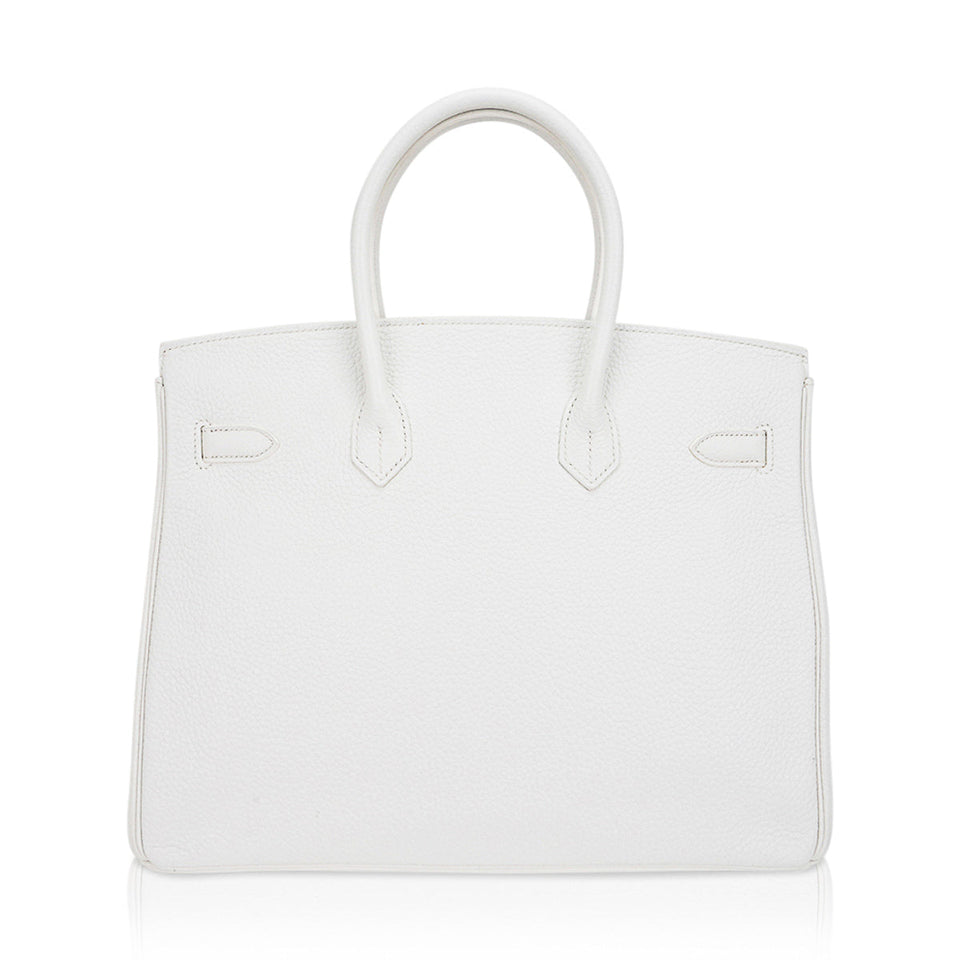 Hermes Birkin 35 Bag White Clemence Leather with Gold Hardware