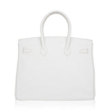 Hermes Birkin 35 Bag White Clemence Leather with Gold Hardware