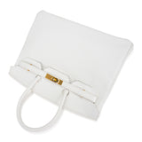 Hermes Birkin 35 Bag White Clemence Leather with Gold Hardware