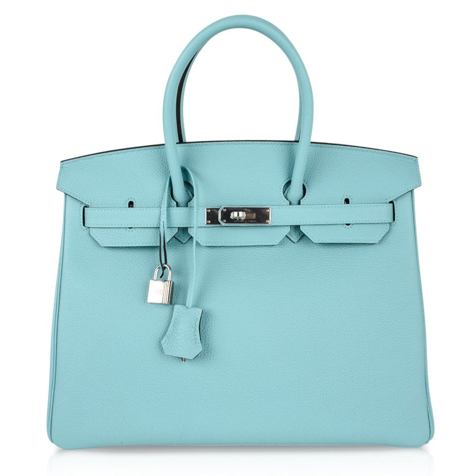 Hermes Birkin 35 Bag Fresh Blue Atoll Togo Palladium Hardware