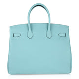 Hermes Birkin 35 Bag Fresh Blue Atoll Togo Palladium Hardware