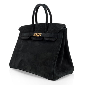 Hermes Birkin 35 Bag Black Doblis Suede Gold Hardware Limited Edition