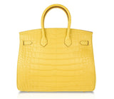 Hermes Birkin 35 Bag Matte Alligator Mimosa Gold Hardware Crazy Fabulous