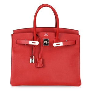 Hermes Birkin 35 Bag Rouge Casaque Lipstick Red Epsom Palladium new