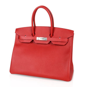 Hermes Birkin 35 Bag Rouge Casaque Lipstick Red Epsom Palladium new