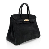 Hermes Birkin 35 Bag Black Doblis Suede Gold Hardware Limited Edition