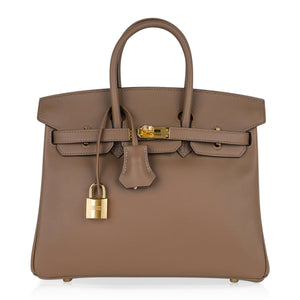 Hermes Birkin 25 Beige De Weimar Veau Jonathan Leather Gold Hardware