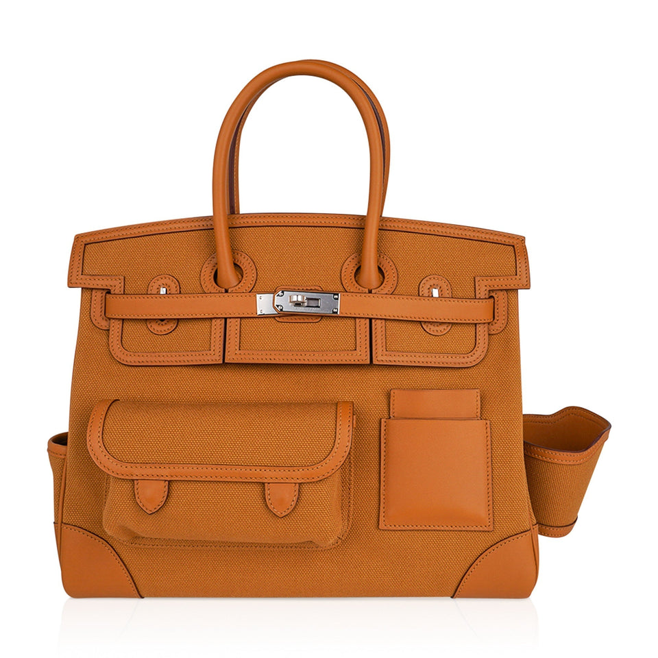 Hermes Limited Edition Birkin 35 Bag Cargo Sesame Toile Goeland & Swift Leather with Palladium Hardware