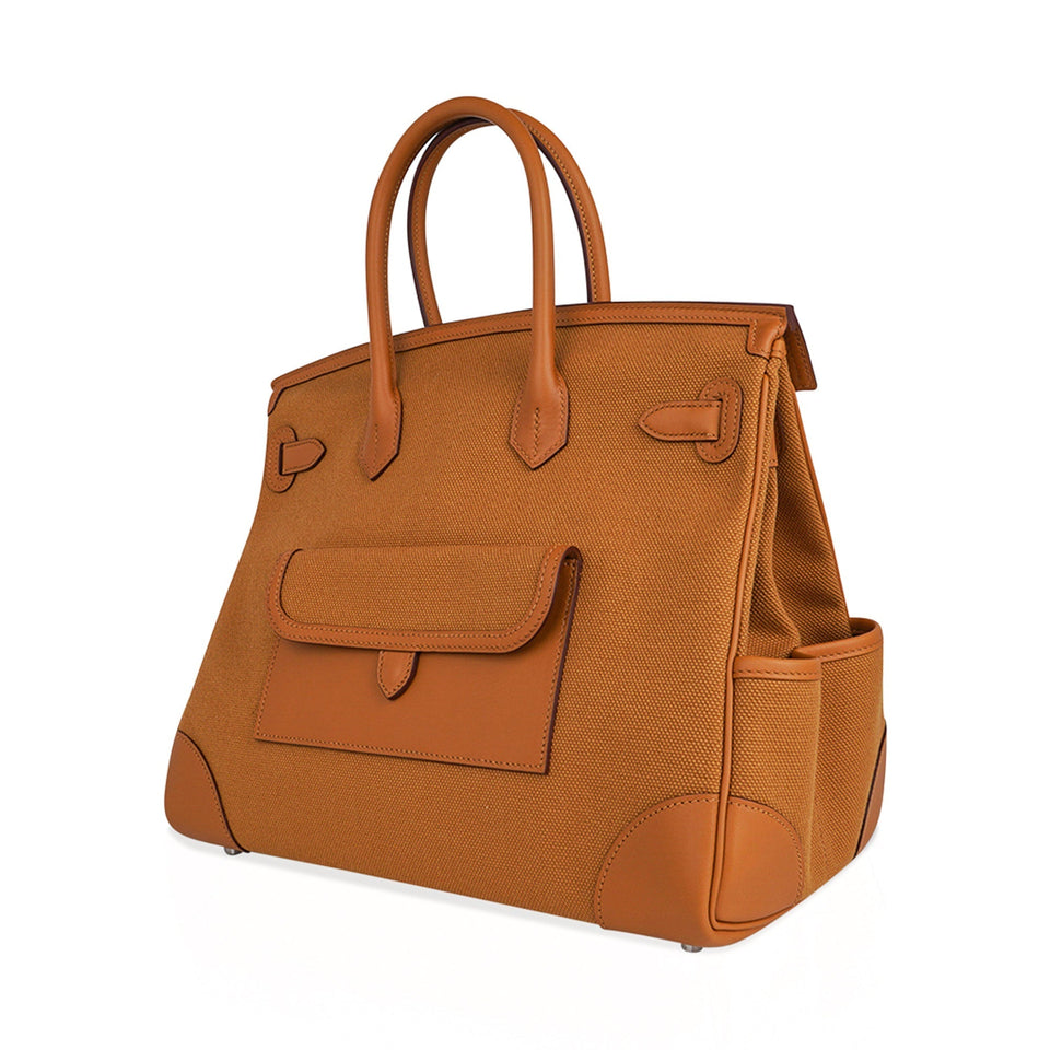 Hermes Limited Edition Birkin 35 Bag Cargo Sesame Toile Goeland & Swift Leather with Palladium Hardware