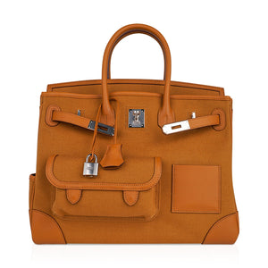 Hermes Limited Edition Birkin 35 Bag Cargo Sesame Toile Goeland & Swift Leather with Palladium Hardware