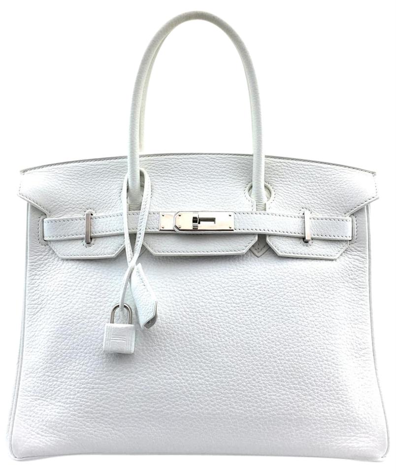 Hermes Birkin Clemence 30 Cm Tote Shw White Leather Satchel