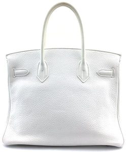 Hermes Birkin Clemence 30 Cm Tote Shw White Leather Satchel