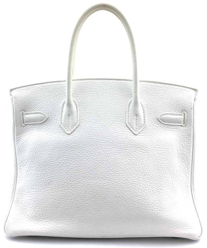 Hermes Birkin Clemence 30 Cm Tote Shw White Leather Satchel