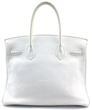 Hermes Birkin Clemence 30 Cm Tote Shw White Leather Satchel