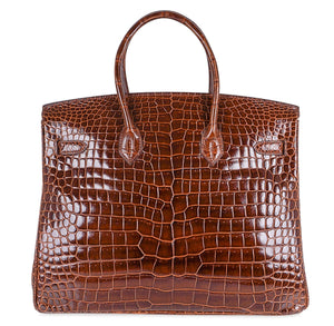 Hermes Birkin 35 Bag Diamond Miel Porosus Crocodile with Gold Hardware