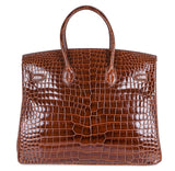 Hermes Birkin 35 Bag Diamond Miel Porosus Crocodile with Gold Hardware