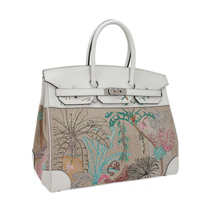 Hermes Limited Edition Birkin 35 Bag Faubourg Tropical Toile & Swift